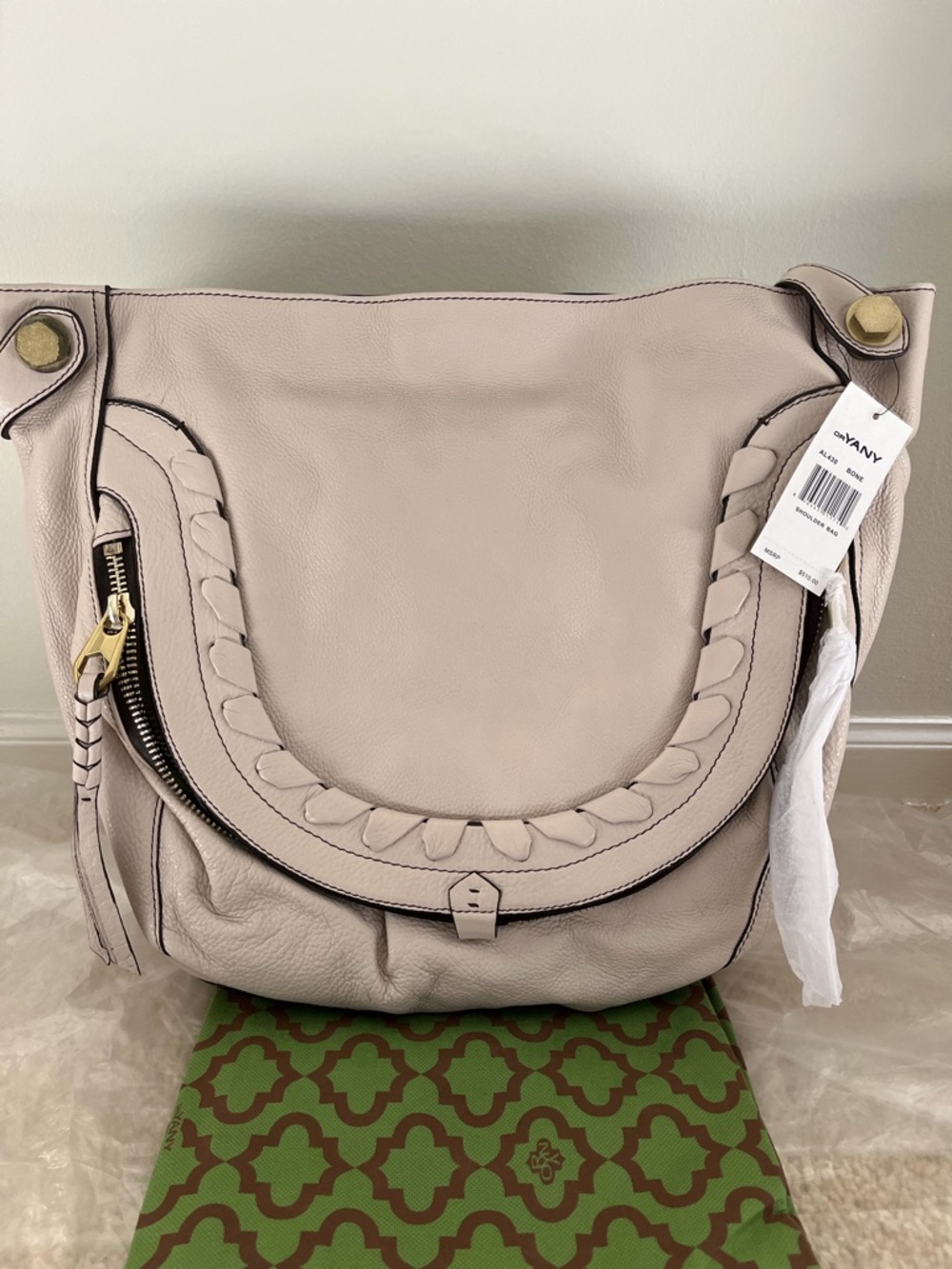 orYANY Braided Flap Shoulder Bag in Light Taupe